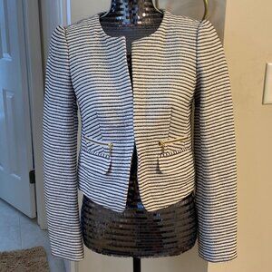 Ann Taylor Loft - Size 4 - Women’s open front Tweed Blazer in Cream & Black